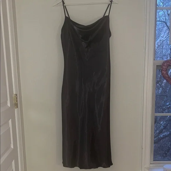 bebe Elegant Gray Satin Slip Dress - Picture 1 of 4